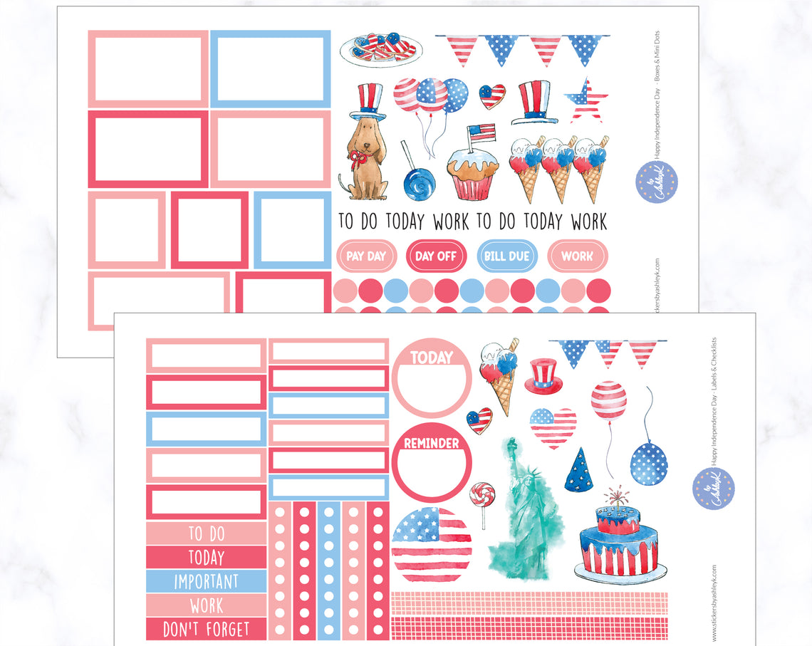 Happy Independence Day Weekly Spread Planner Stickers 