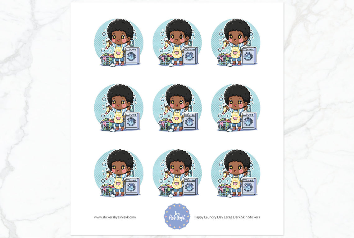 Happy Laundry Day Large Dark Skin Stickers