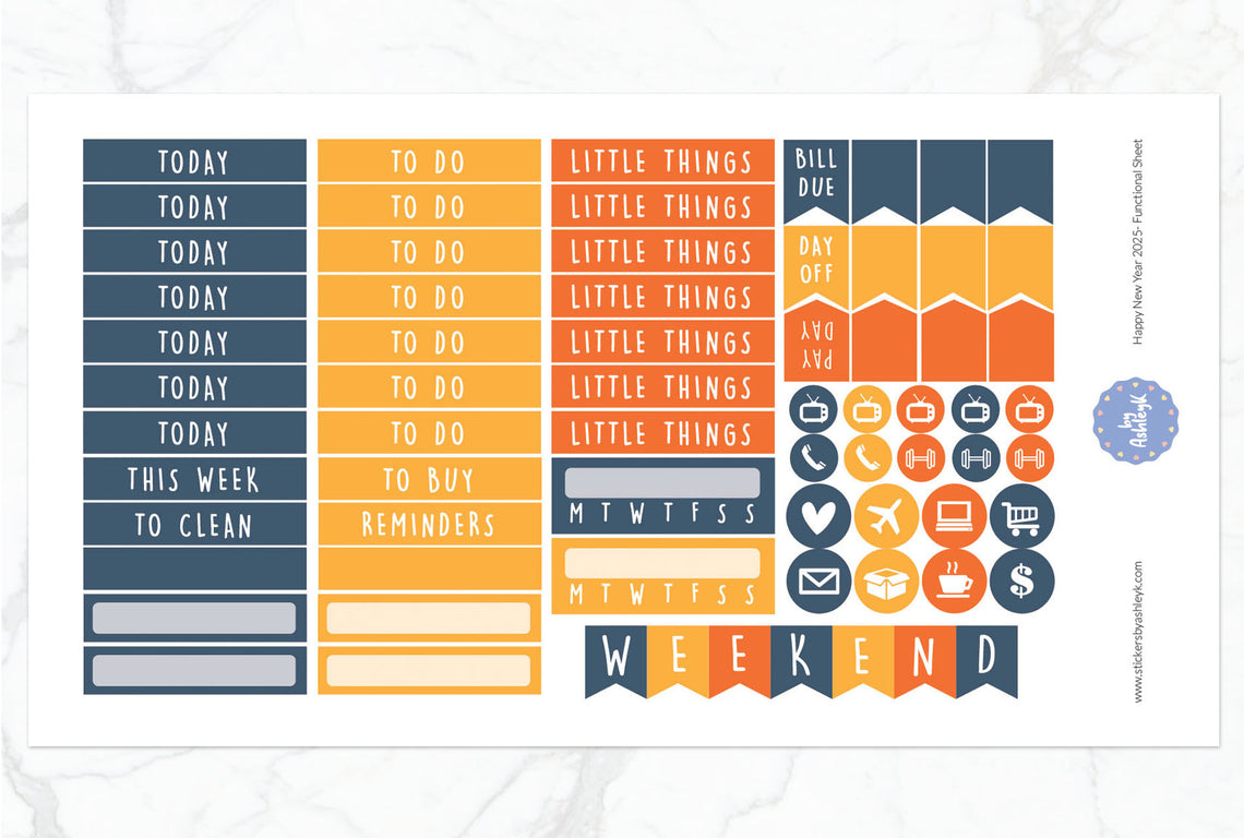 Happy New Year 2025 Weekly Kit  - Functional Sheet