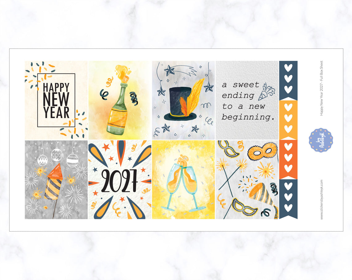 Happy New Year 2027 Weekly Kit  - Full Box Sheet