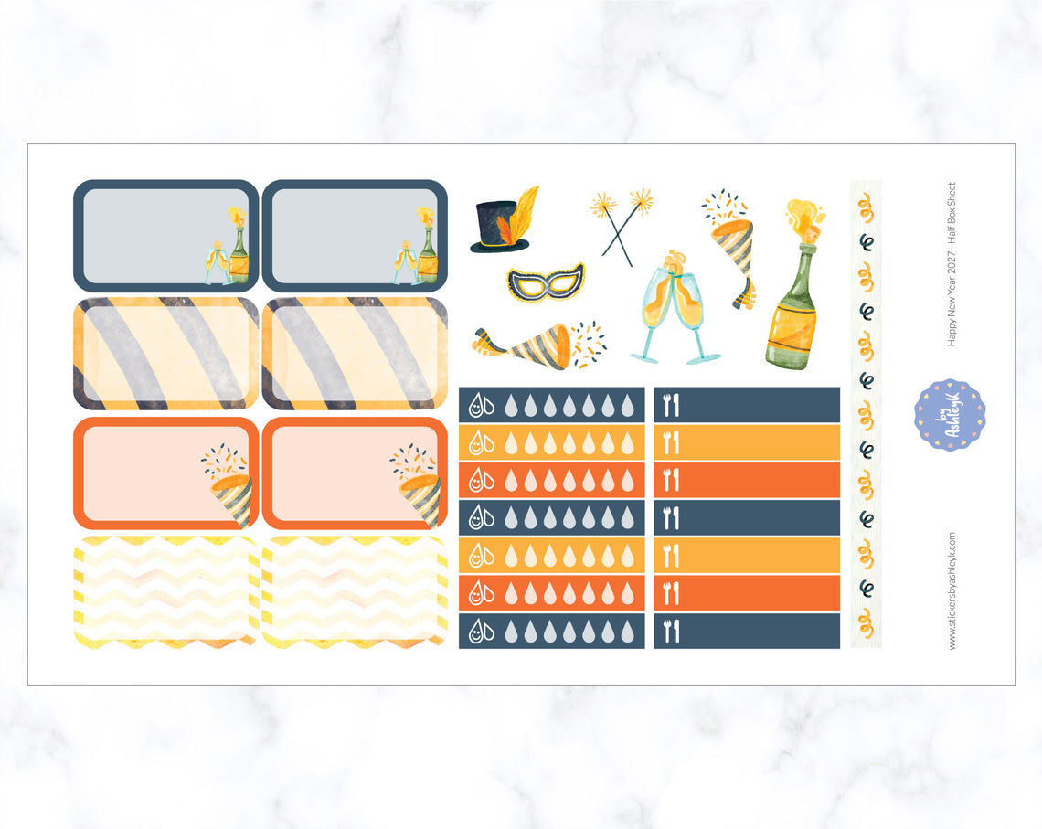 Happy New Year 2027 Weekly Kit  - Half Box Sheet