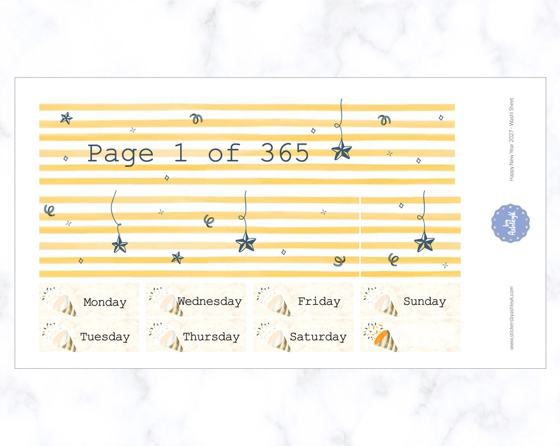 Happy New Year 2027 Weekly Kit  - Washi Sheet