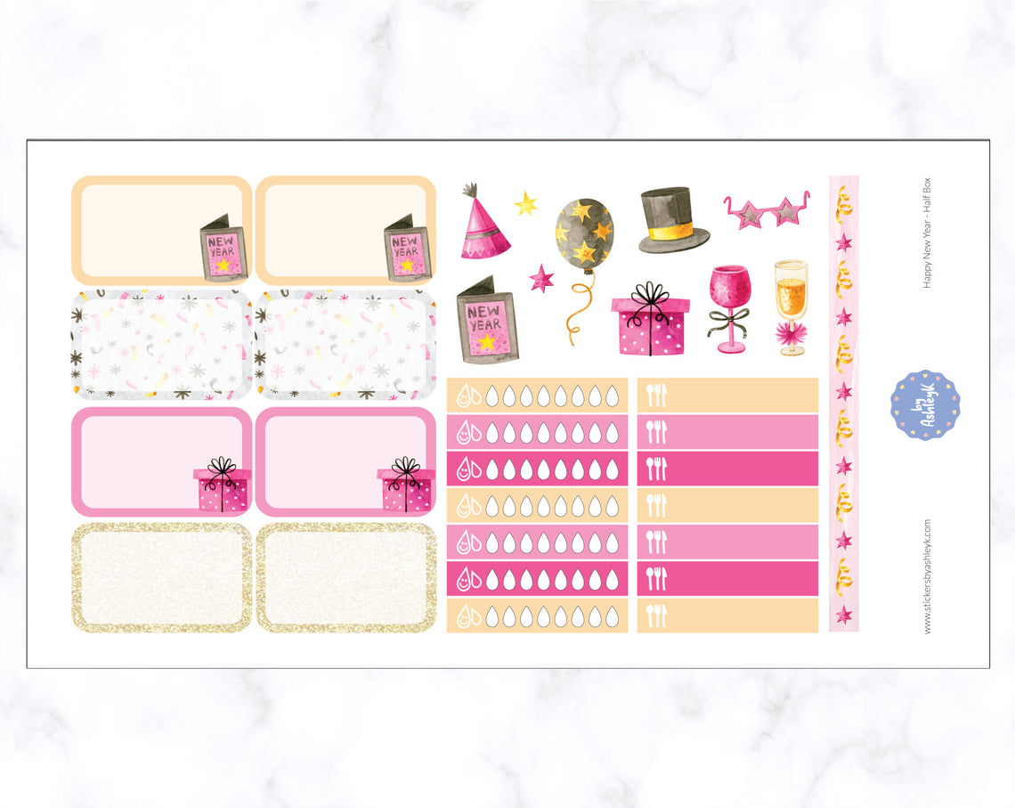 Happy New Year Weekly Kit  - Half Box Sheet