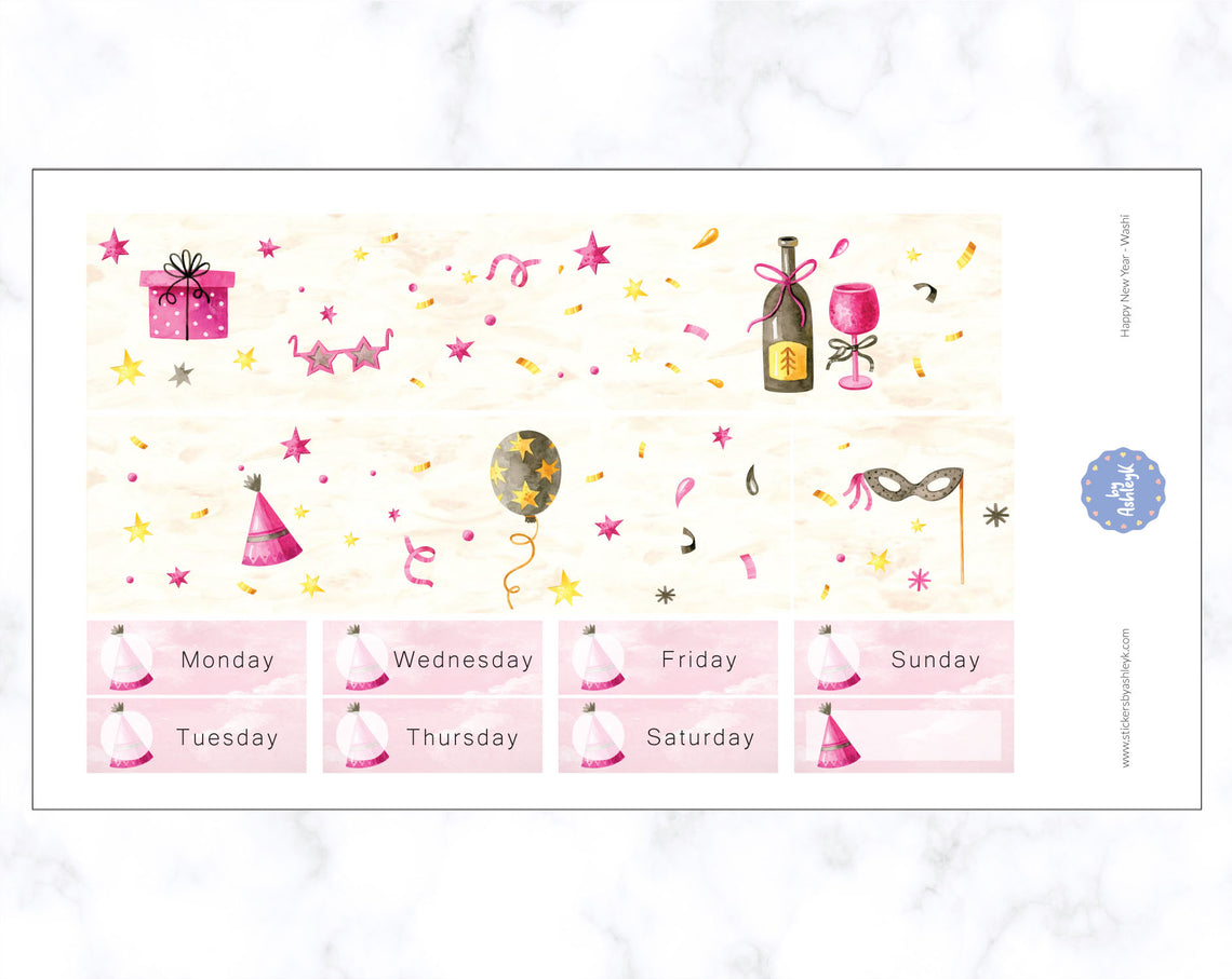 Happy New Year Weekly Kit  - Washi Sheet