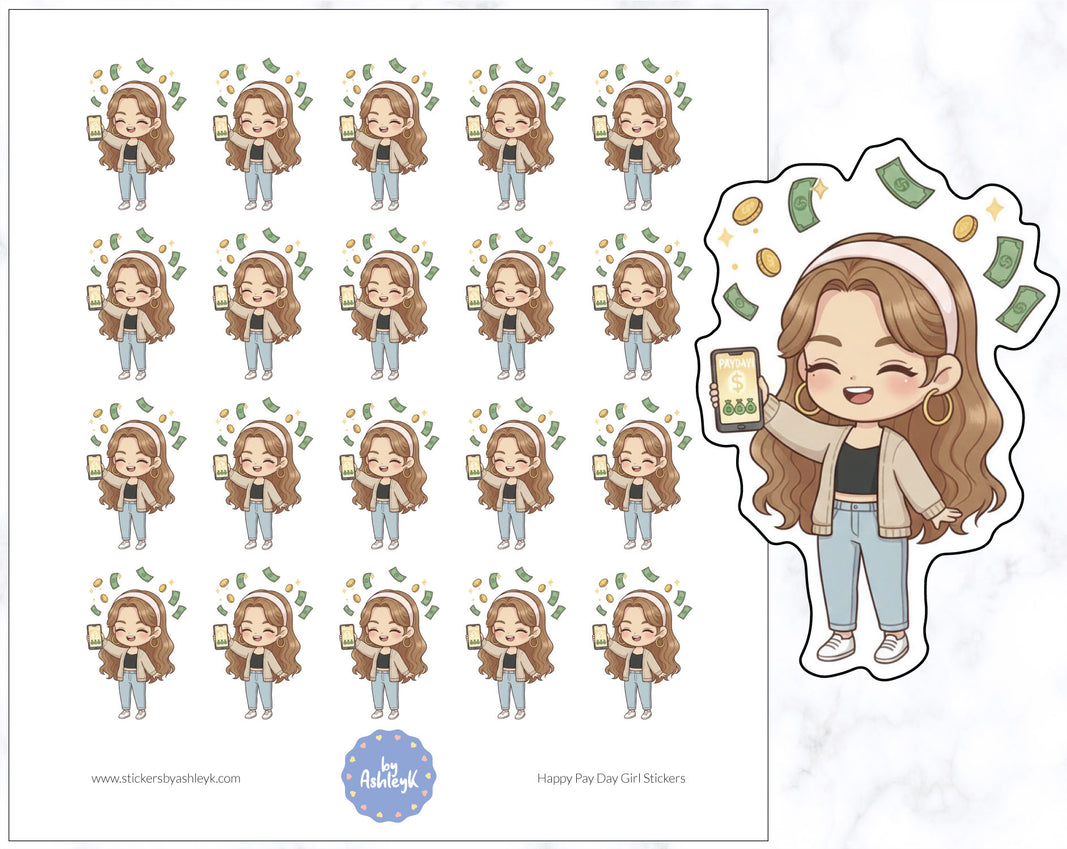 Happy Pay Day Girl Planner Stickers