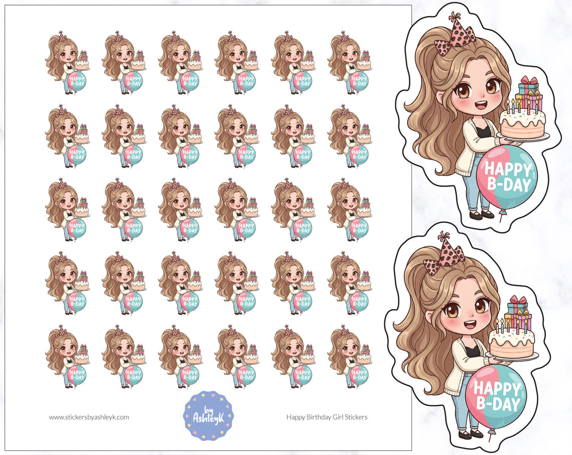 Happy Birthday Girl Planner Stickers