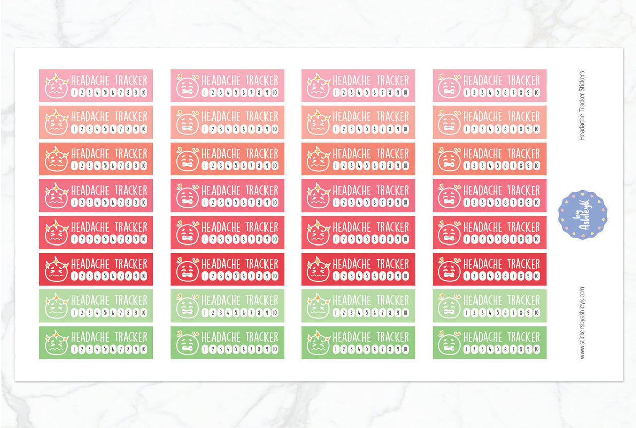 Headache Tracker Planner Stickers - Strawberry