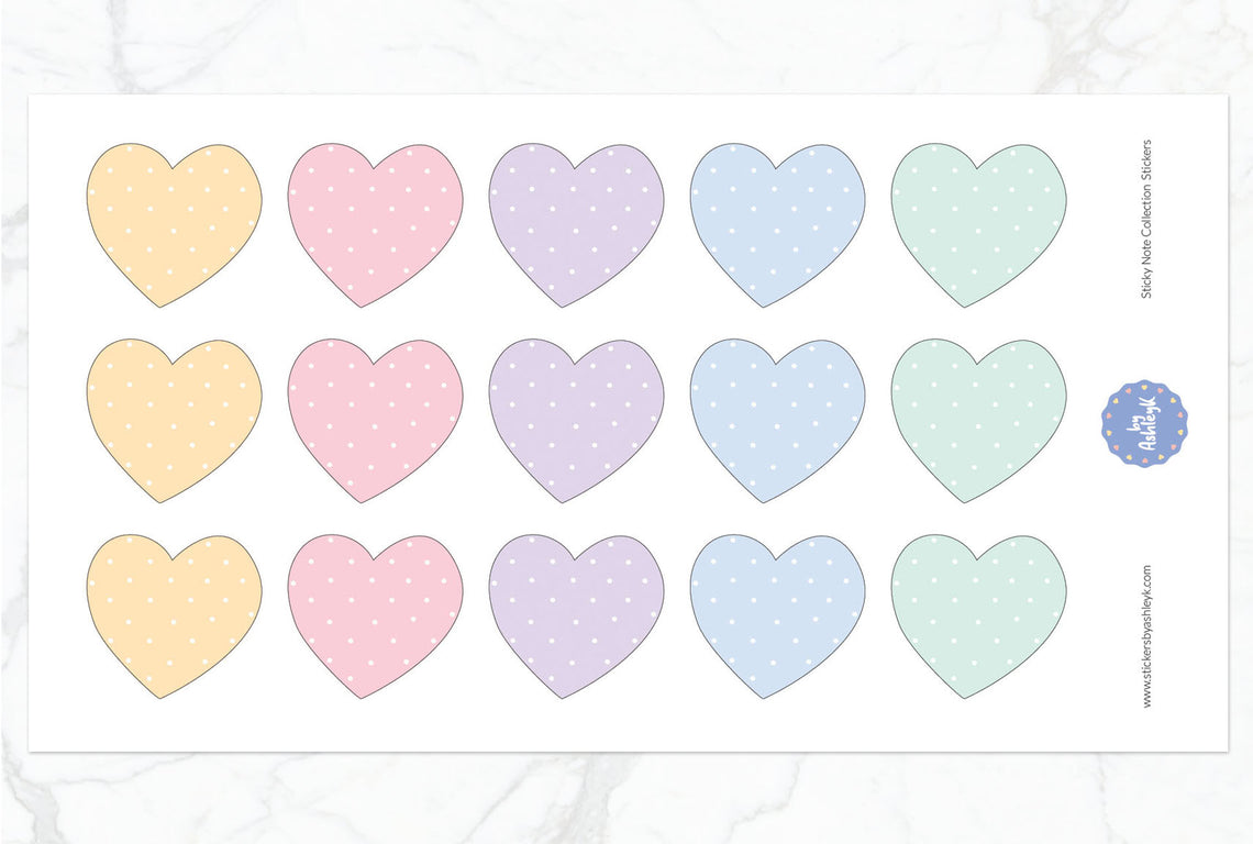Pastel Heart Sticky Notes Stickers