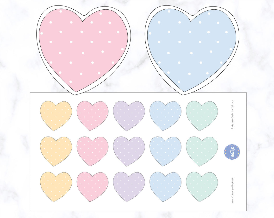 Pastel Heart Sticky Notes Stickers