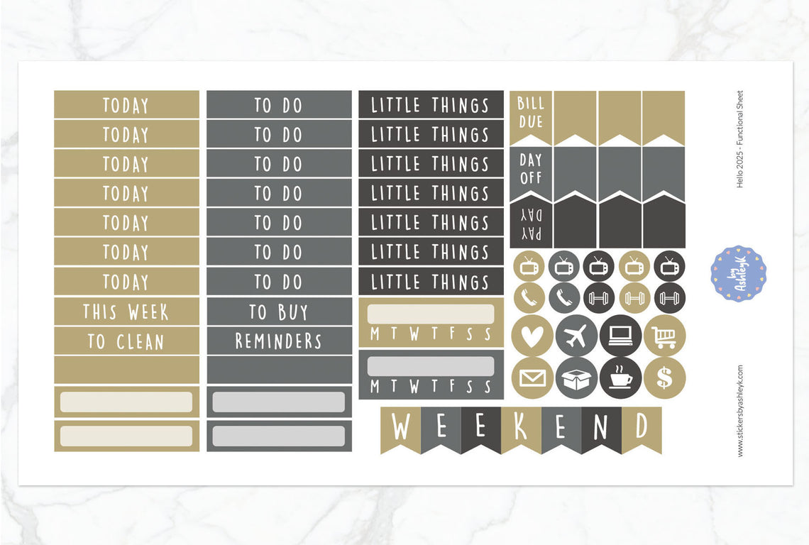 Hello 2025 Weekly Kit  - Functional Sheet