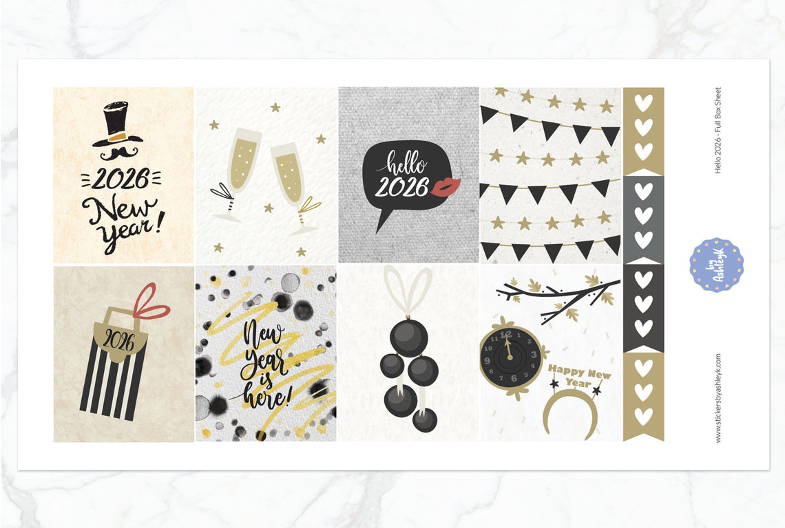 Hello 2026 Weekly Kit  - Full Box Sheet