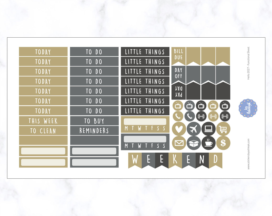 Hello 2027 Weekly Kit  - Functional Sheet