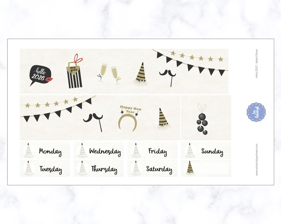 Hello 2027 Weekly Kit  - Washi Sheet