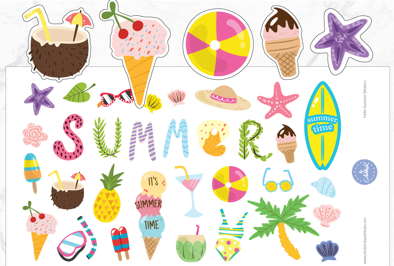 Hello Summer Decorative Stickers