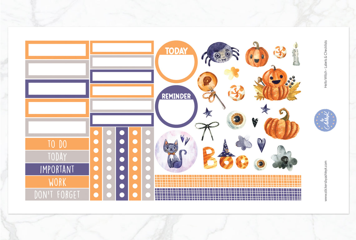Hello Witch Weekly Spread Stickers - Labels & Checklists