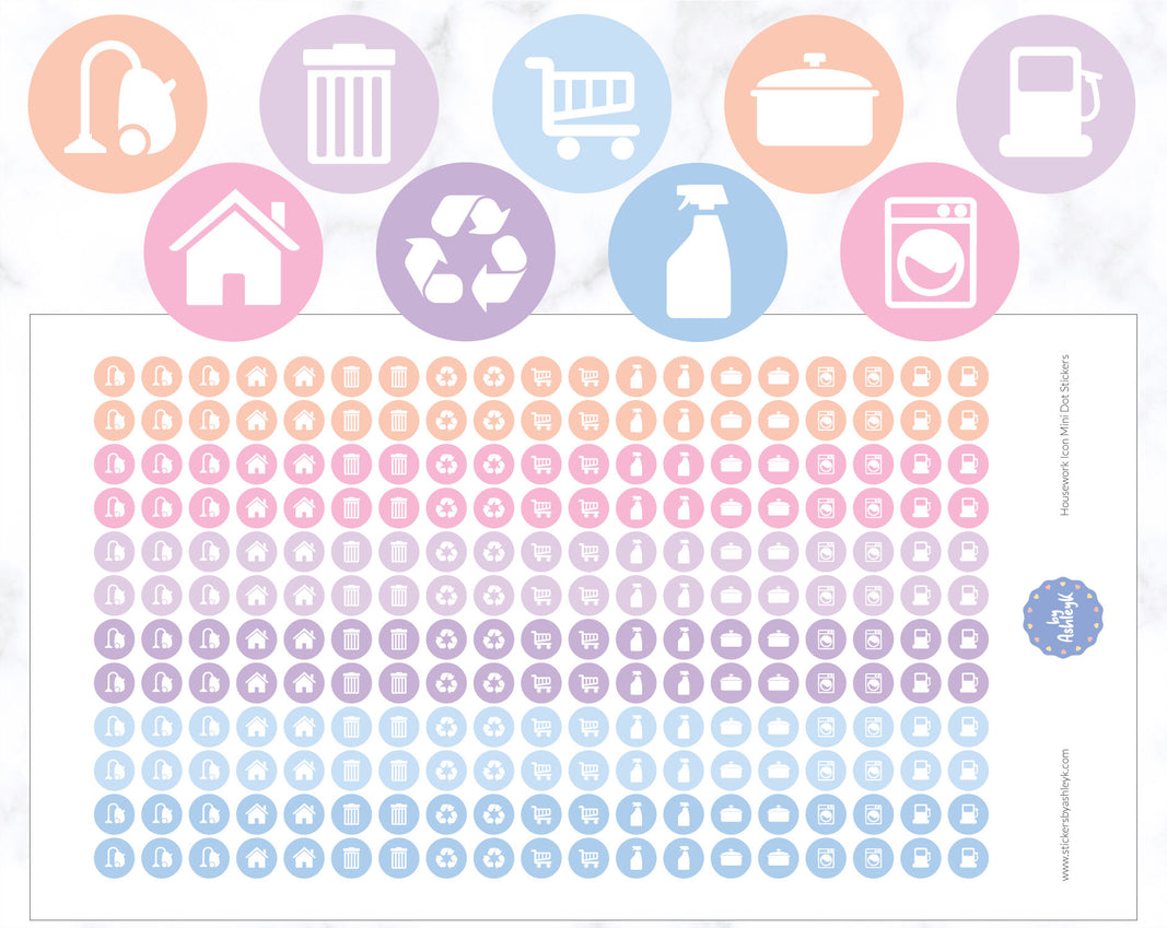 Housework Icon Mini Dot Planner Stickers
