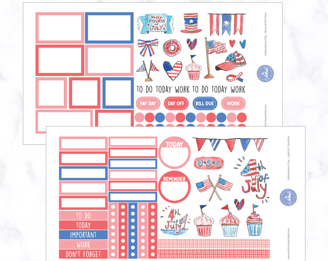 Independence Day Weekly Spread Planner Stickers 