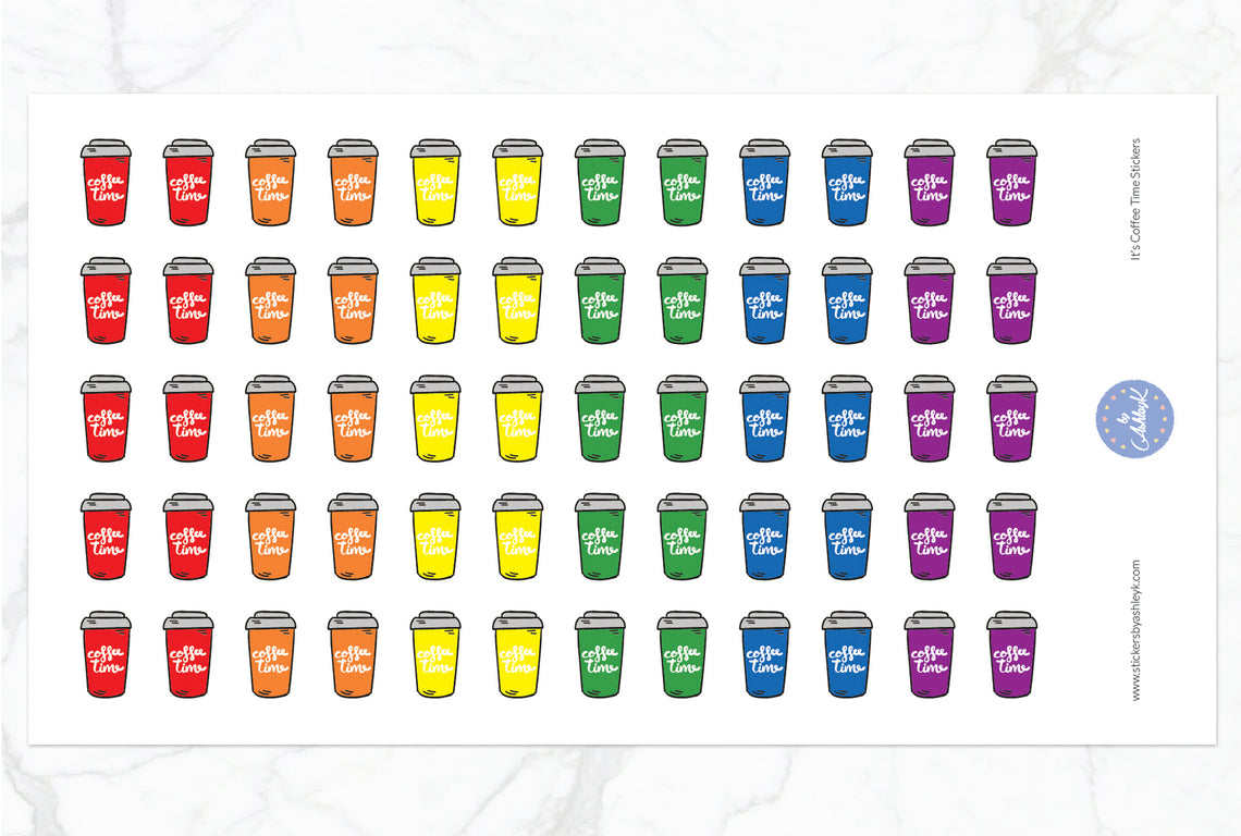 It's Coffee Time Stickers - Rainbow