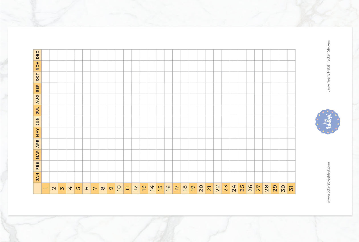 Large Yearly Habit Tracker Planner Stickers - Lemon