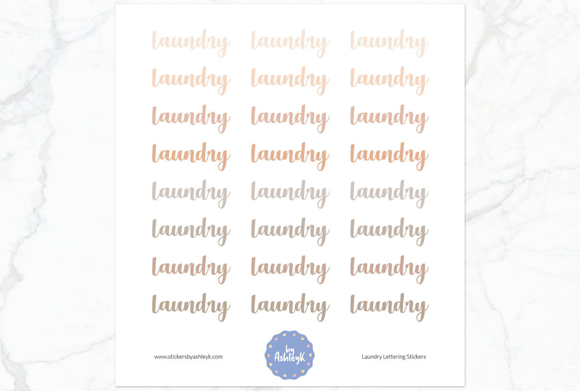 Laundry Lettering Planner Stickers - Beige Neutral