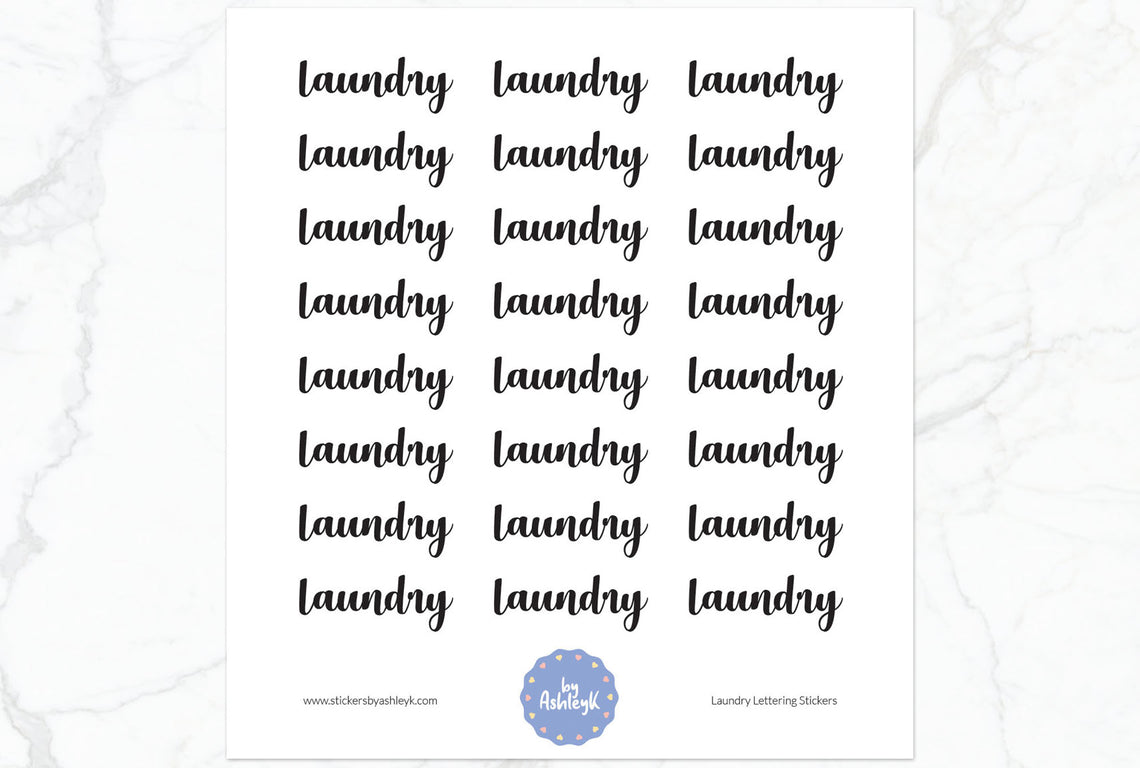 Laundry Lettering Planner Stickers - Black