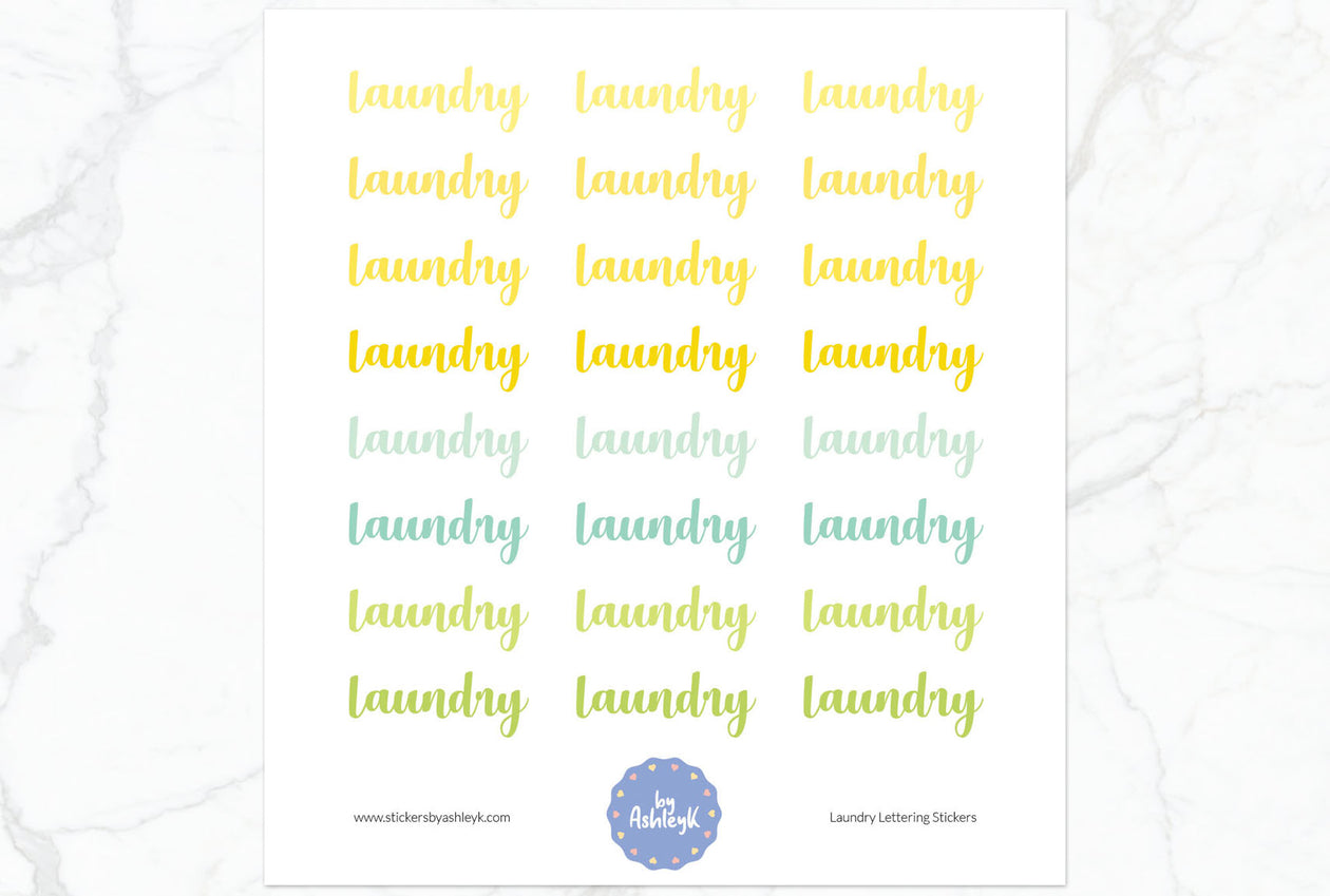 Laundry Lettering Planner Stickers - Lemon&Lime