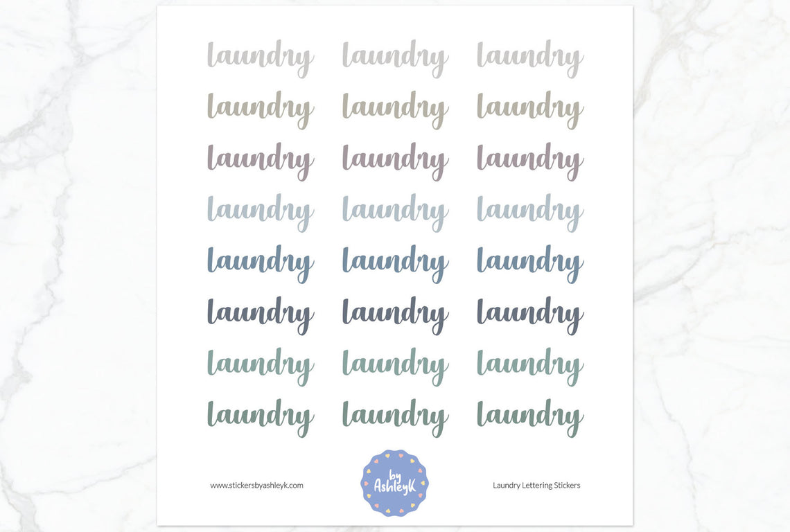 Laundry Lettering Planner Stickers - Modern Neutral
