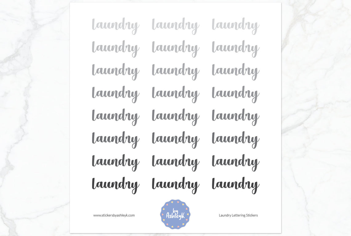 Laundry Lettering Planner Stickers - Monochrome
