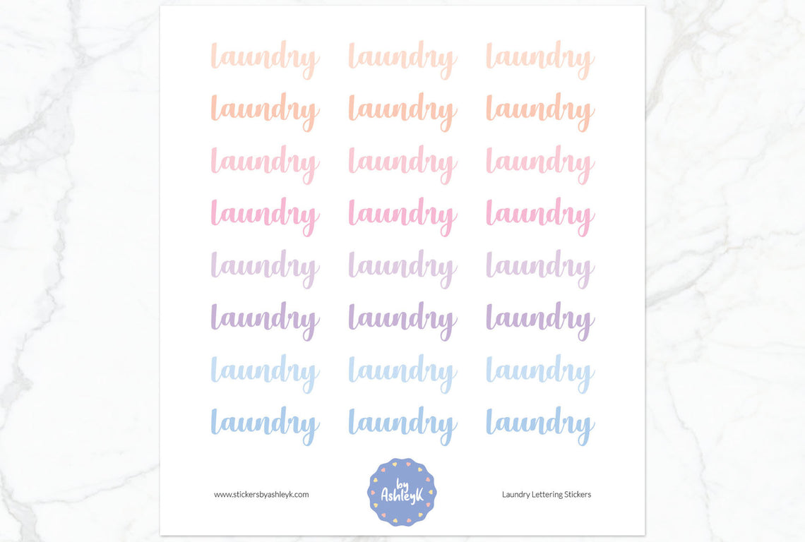Laundry Lettering Planner Stickers - Pastel Sunset