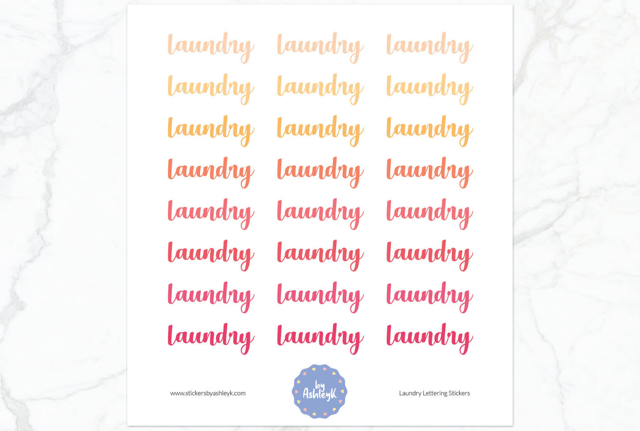 Laundry Lettering Planner Stickers - Peach