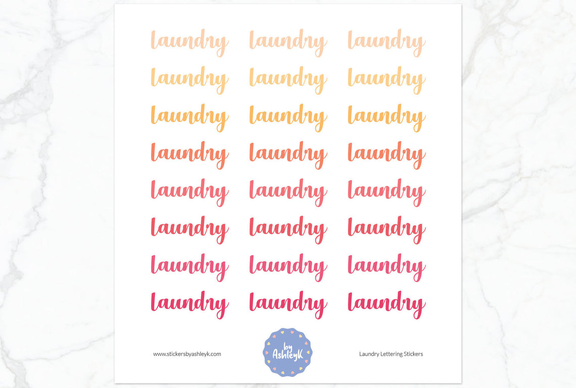 Laundry Lettering Planner Stickers - Peach