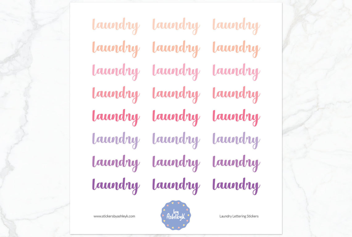 Laundry Lettering Planner Stickers - Raspberry