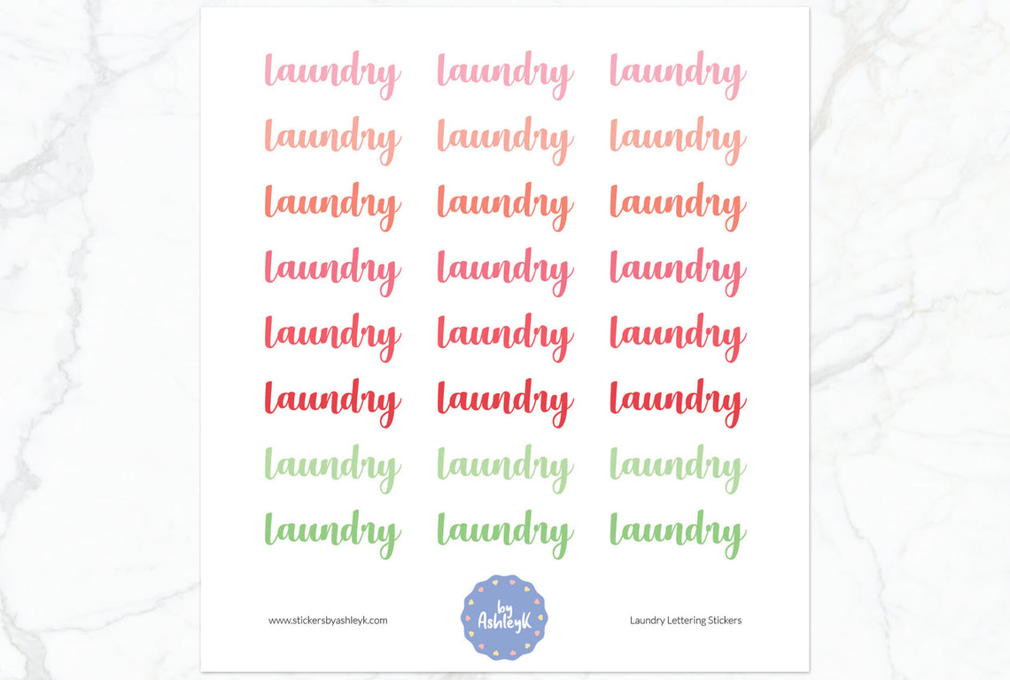 Laundry Lettering Planner Stickers - Strawberry