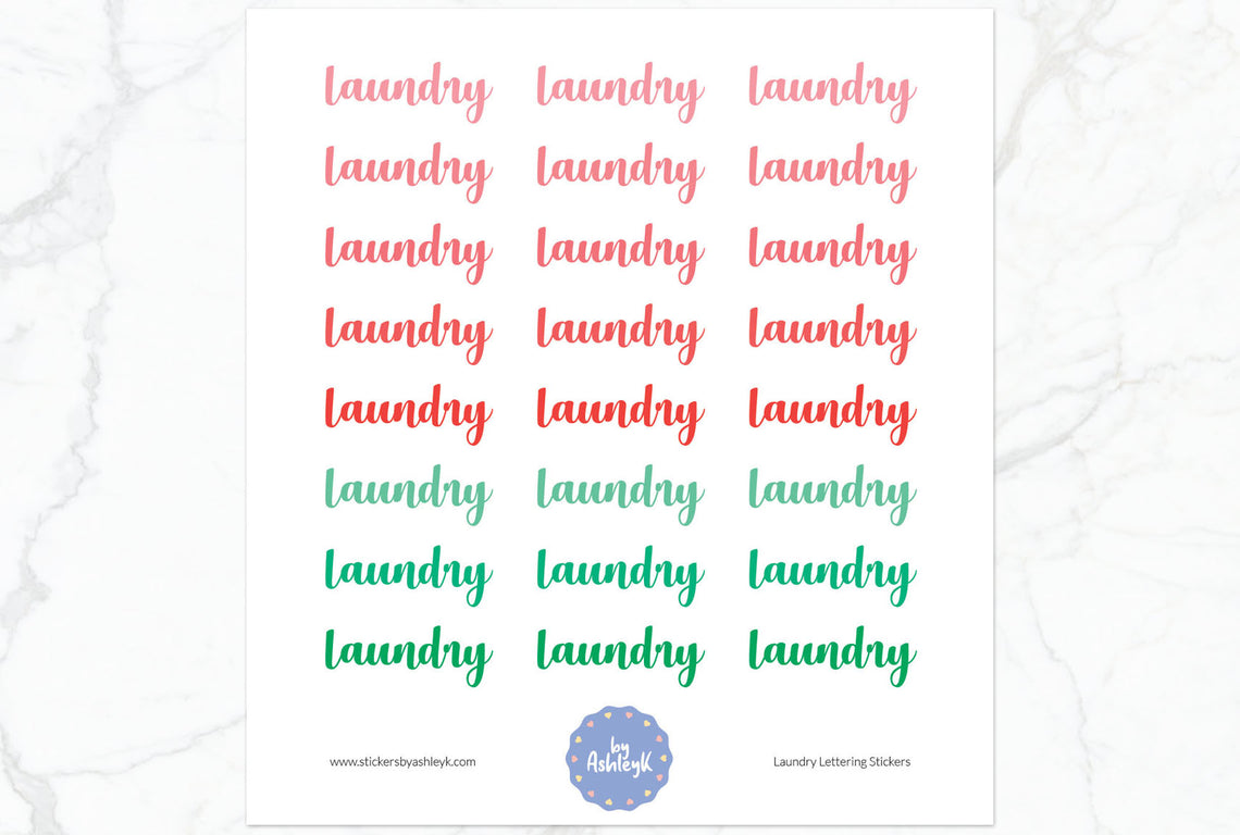 Laundry Lettering Planner Stickers - Watermelon