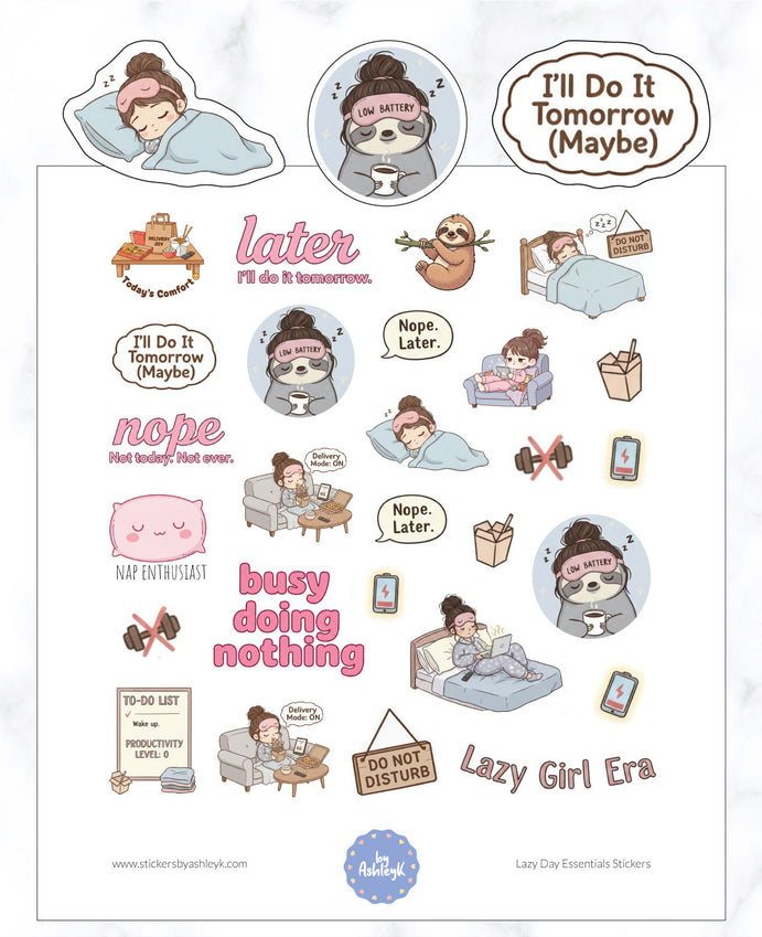 Lazy Day Essentials Planner Stickers