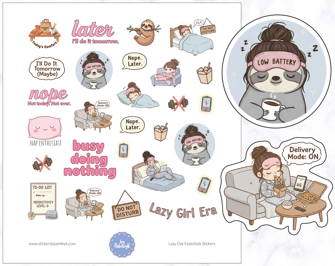 Lazy Day Essentials Planner Stickers