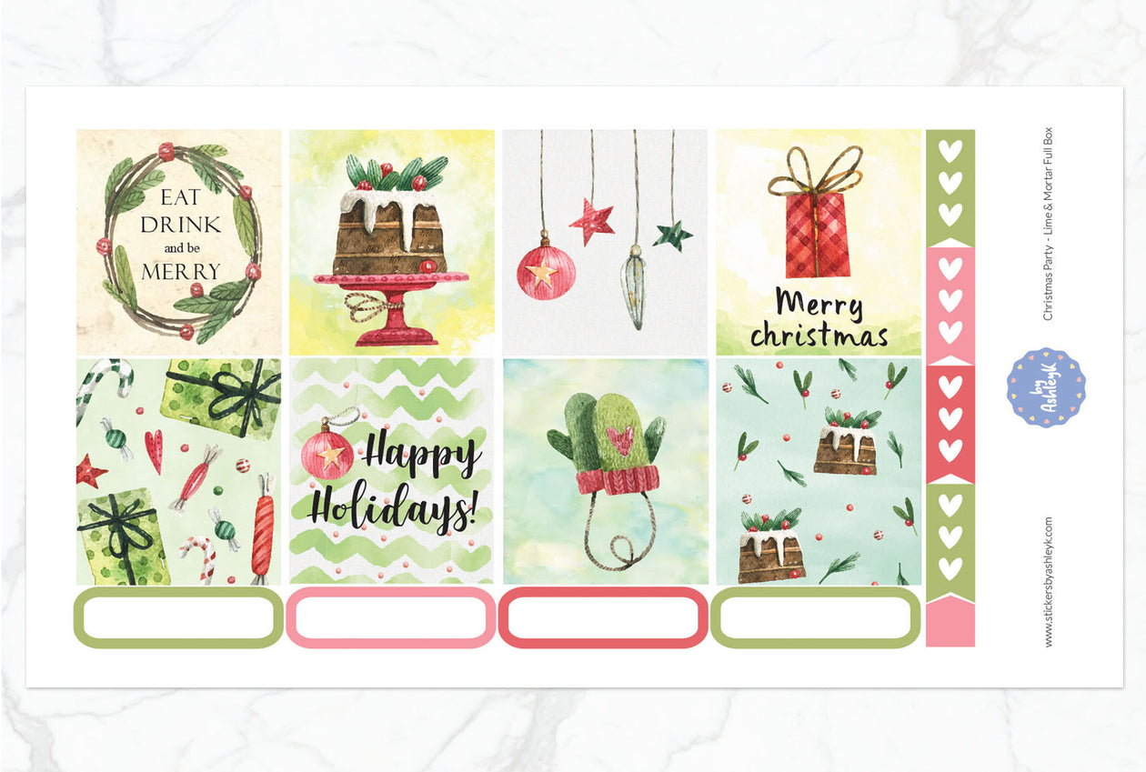 Christmas Party Full Box Stickers for Lime and Mortar Planner