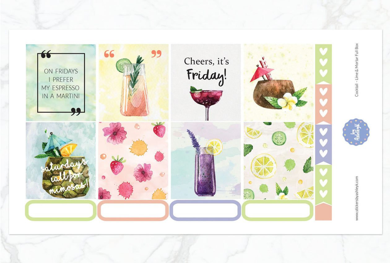 Cocktail Full Box Stickers for Lime and Mortar Planner