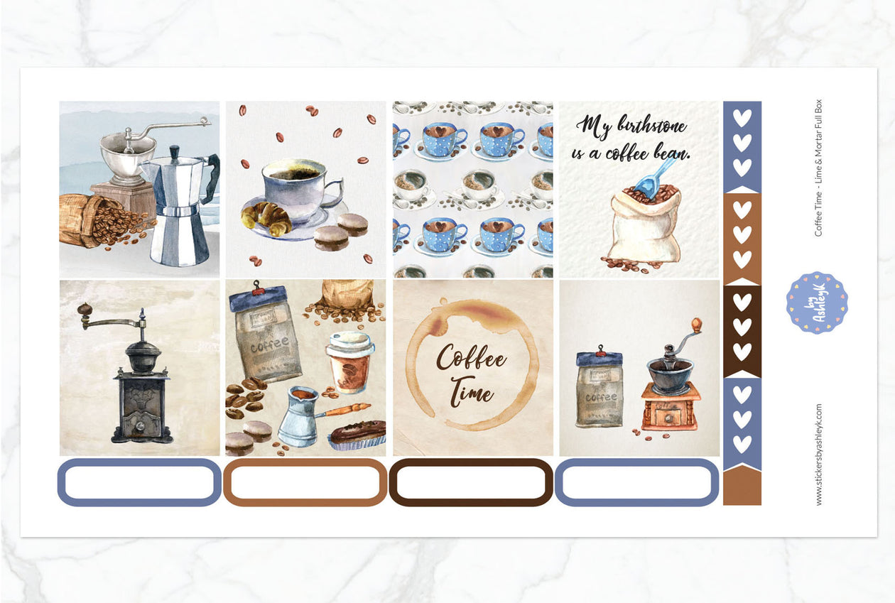 Coffee Time Full Box Stickers for Lime and Mortar Planner