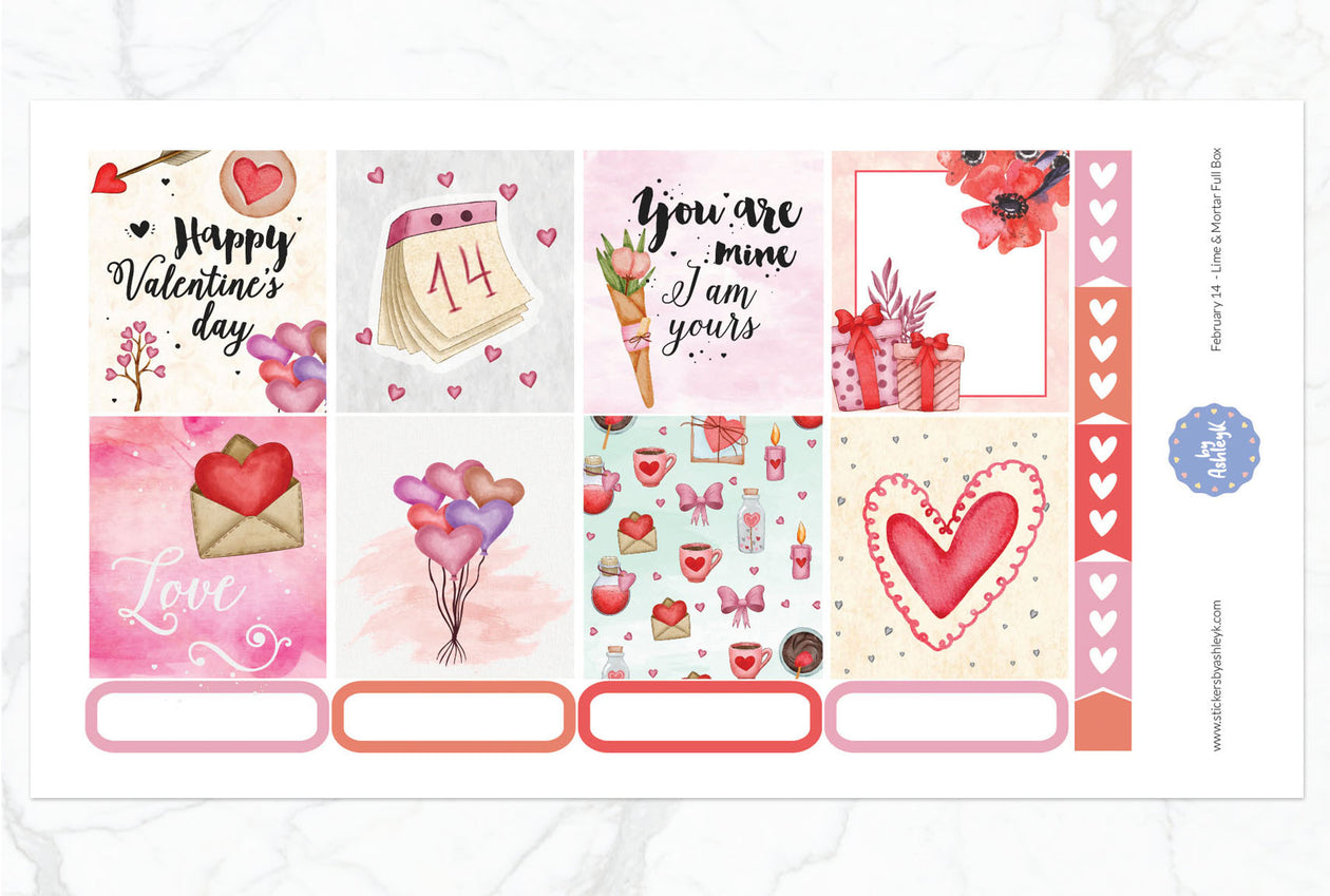 February 14 Full Box Stickers for Lime and Mortar Planner