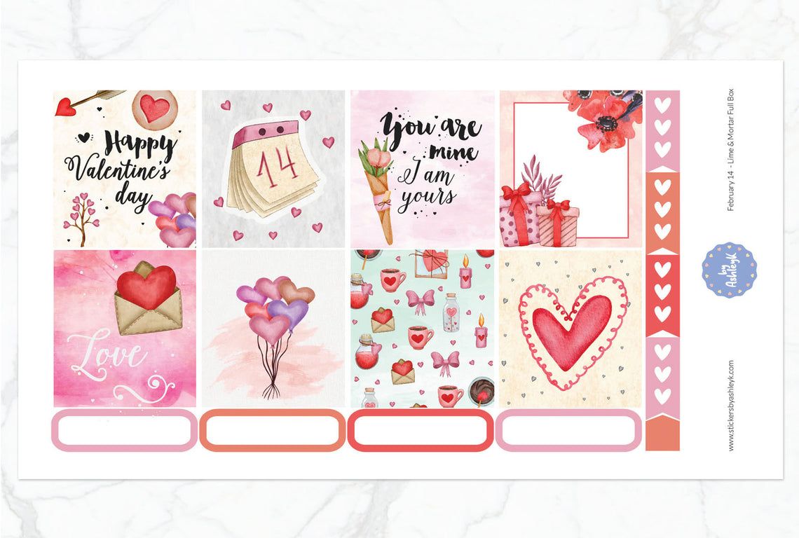 February 14 Full Box Stickers for Lime and Mortar Planner