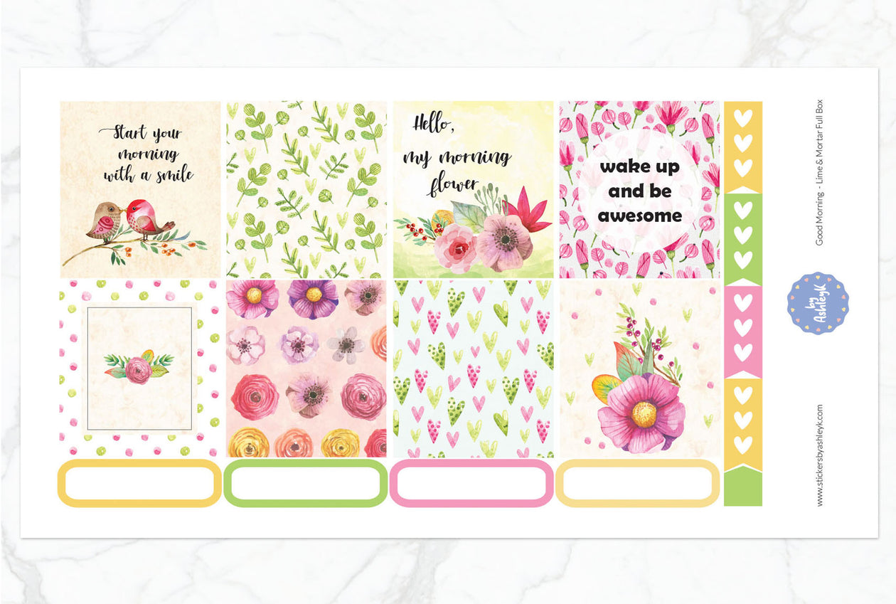 Good Morning Full Box Stickers for Lime and Mortar Planner