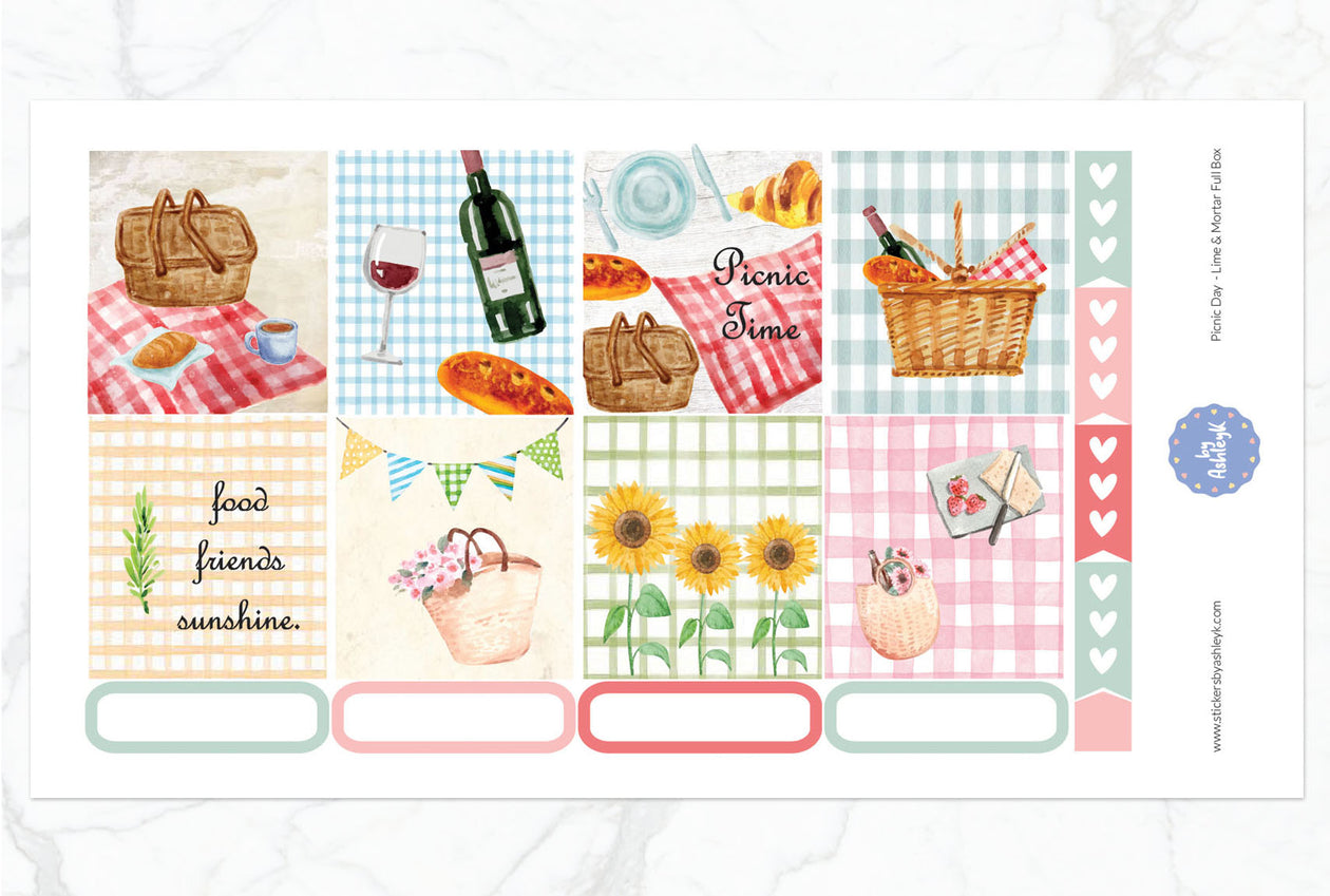 Picnic Day Full Box Stickers for Lime and Mortar Planner