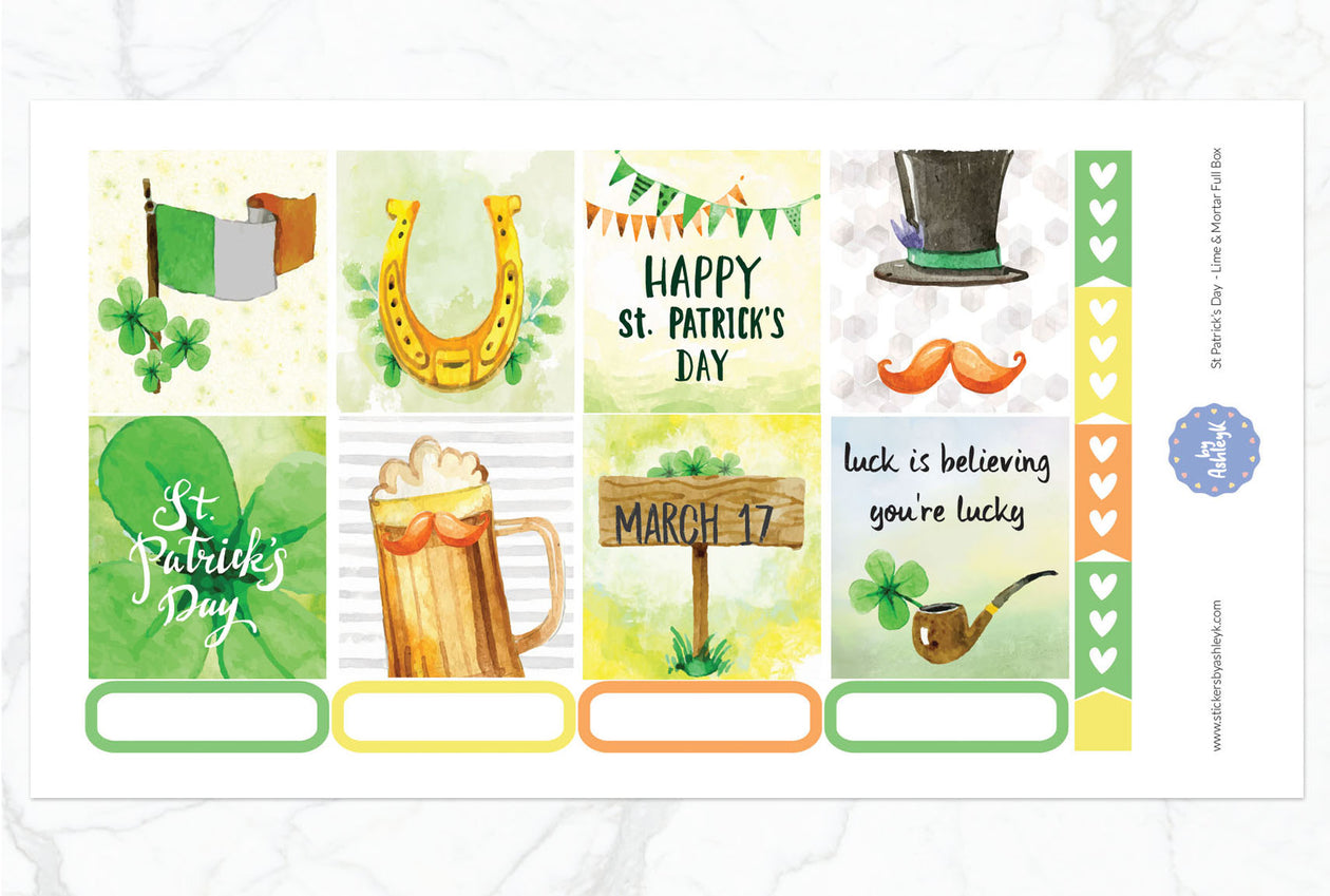St Patrick's Day Full Box Stickers for Lime and Mortar Planner