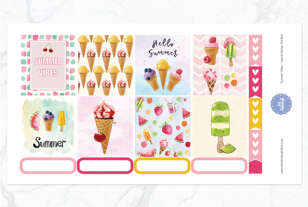 Summer Vibes Full Box Stickers for Lime and Mortar Planner