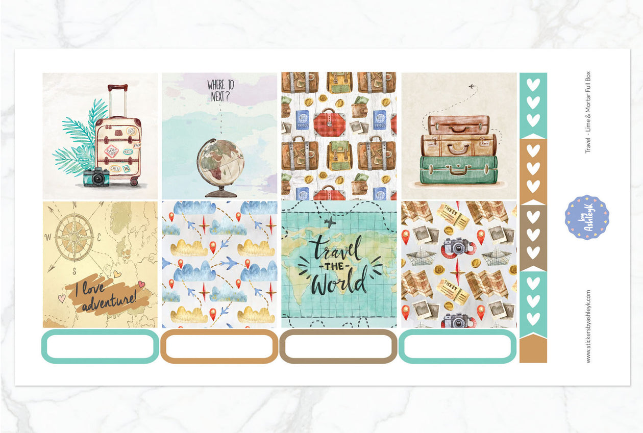 Travel Full Box Stickers for Lime and Mortar Planner