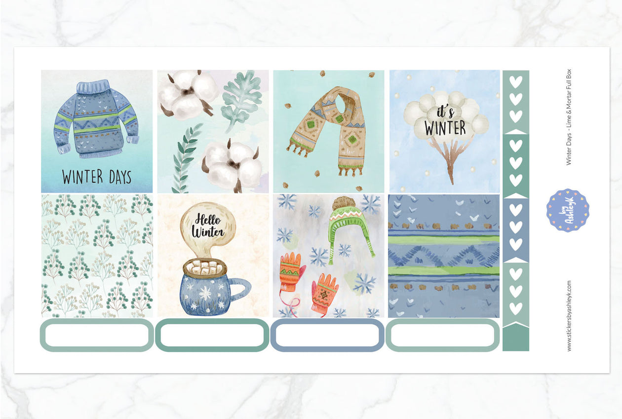 Winter Days Full Box Stickers for Lime and Mortar Planner