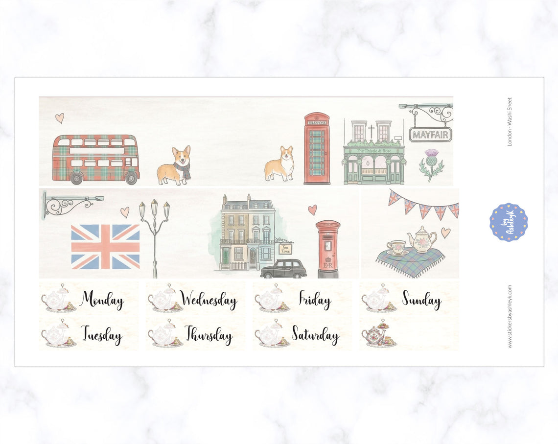 London Weekly Kit  - Washi Sheet