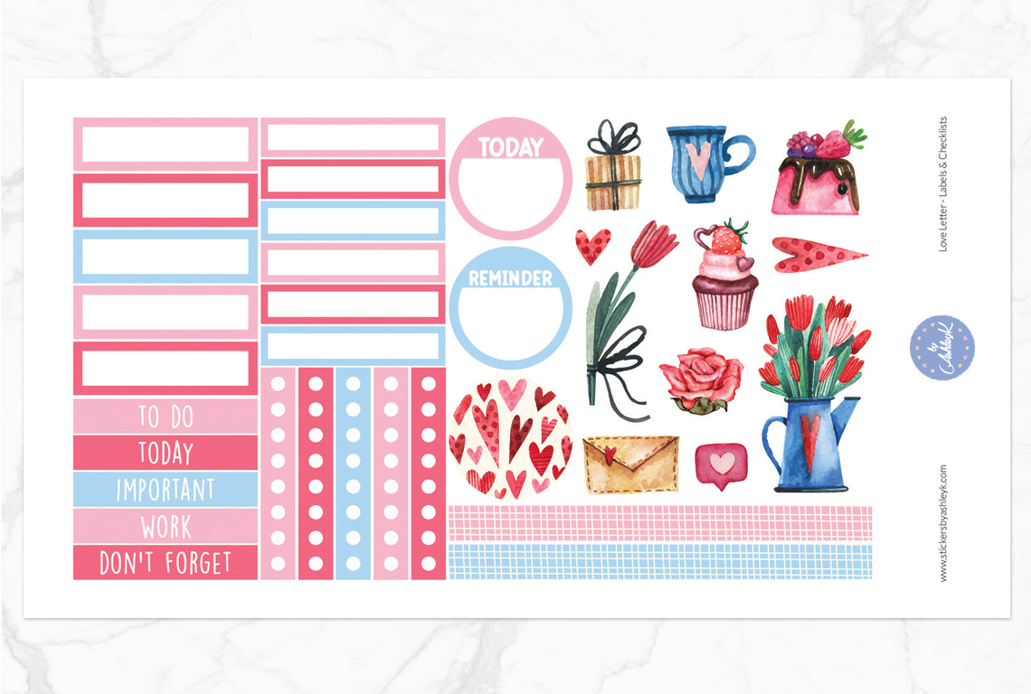Love Letter Weekly Spread Planner Stickers - Labels & Checklists
