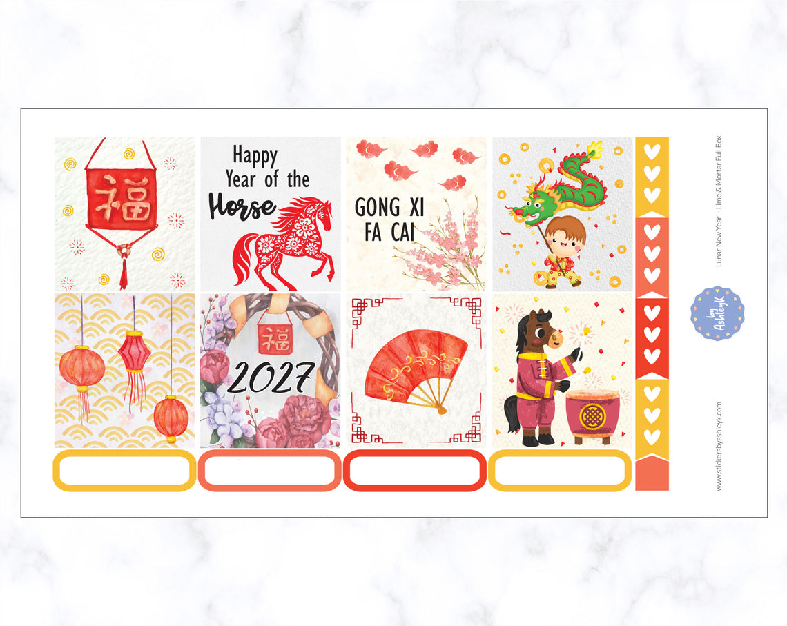 Lunar New Year Full Box Stickers for Lime and Mortar Planner